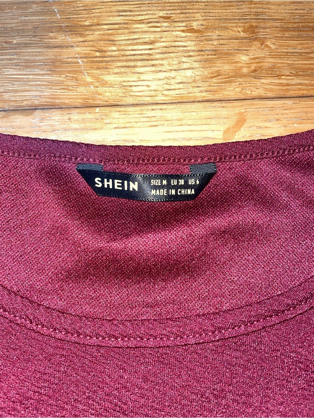 SHEIN Burgundy Long Sleeve Ruffle Hem Dress - Picture 2 of 3